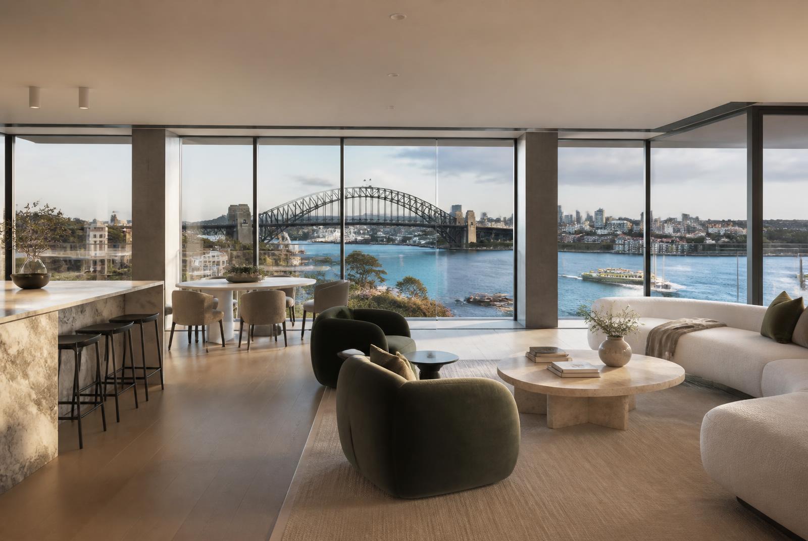 Luxury apartment with Sydney Harbour views representative of prestige opportunities in Milsons Point